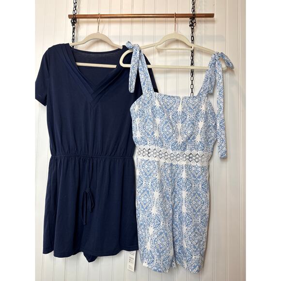 NWT Cupshe Beachy Rompers - Kaleidoscope & Drawstring Jersey Vacay Bundle Size M - Picture 1 of 6